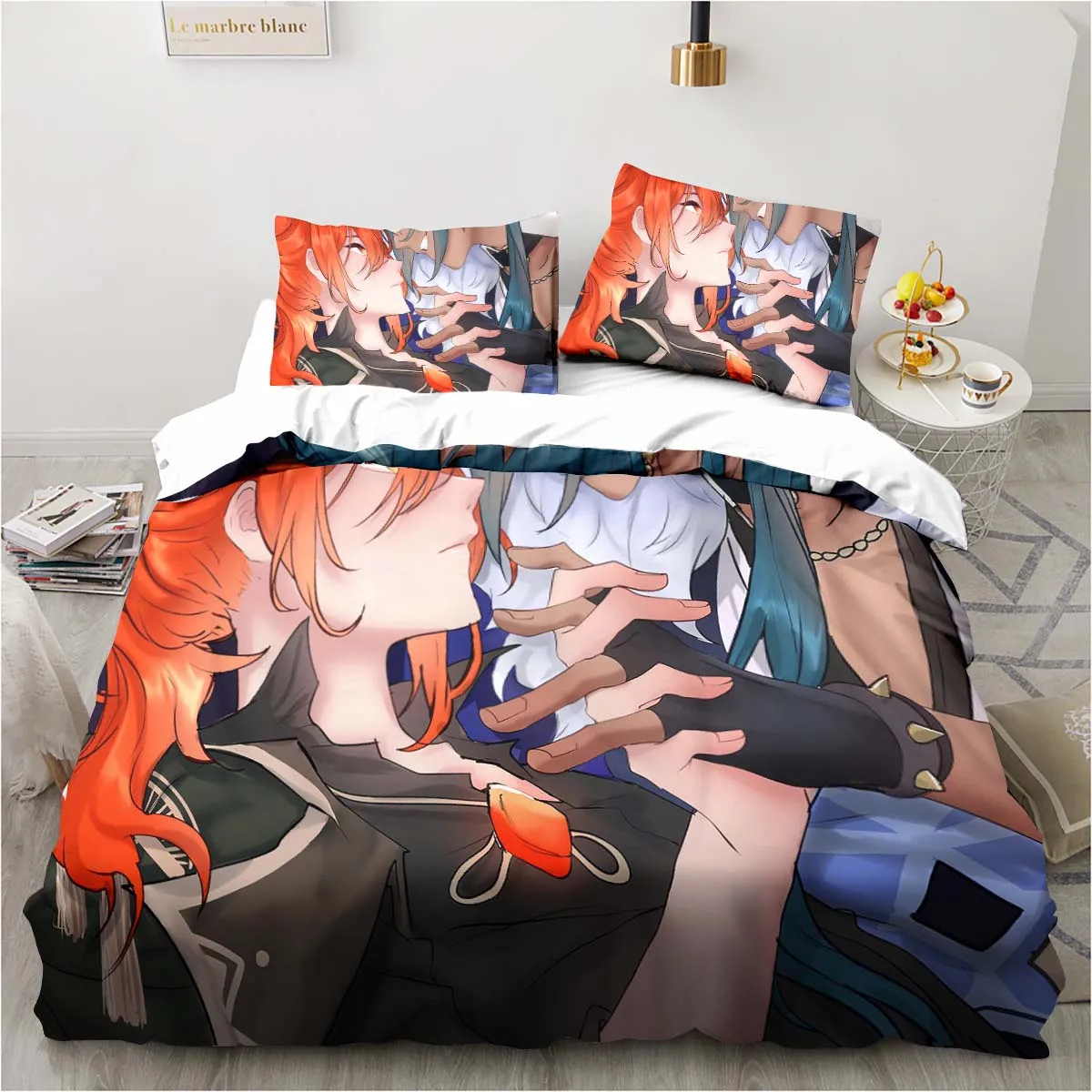 Linen Duvet Cover - Anime dos desenhos animados genshin impacto