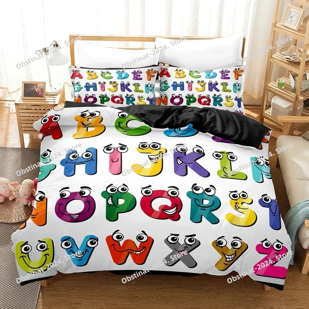 Linen Duvet Cover - Conjunto de Roupa de Cama Alphabet