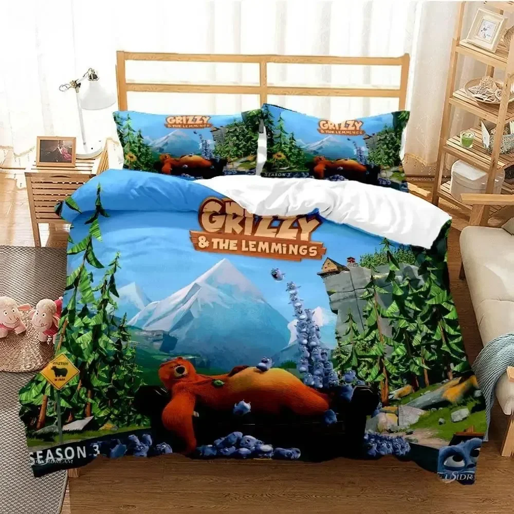 Grizzly & The Lemmings Cartoon - Linen Duvet Cover avaliação e preço