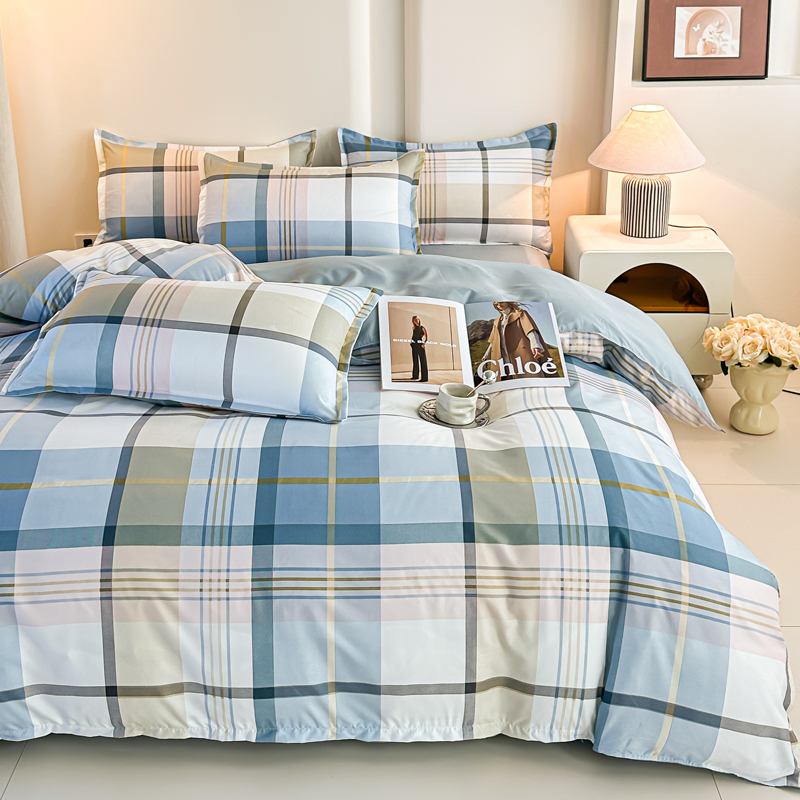 Conjunto de Cama Xadrez Azul 4 - Linen Duvet Cover avaliação e preço